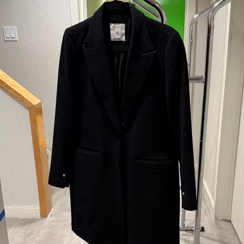 Mango Black Pea Coat